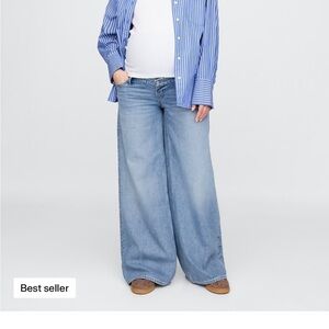 Maternity True Waistband Full Panel Ultrasoft Baggy Jeans